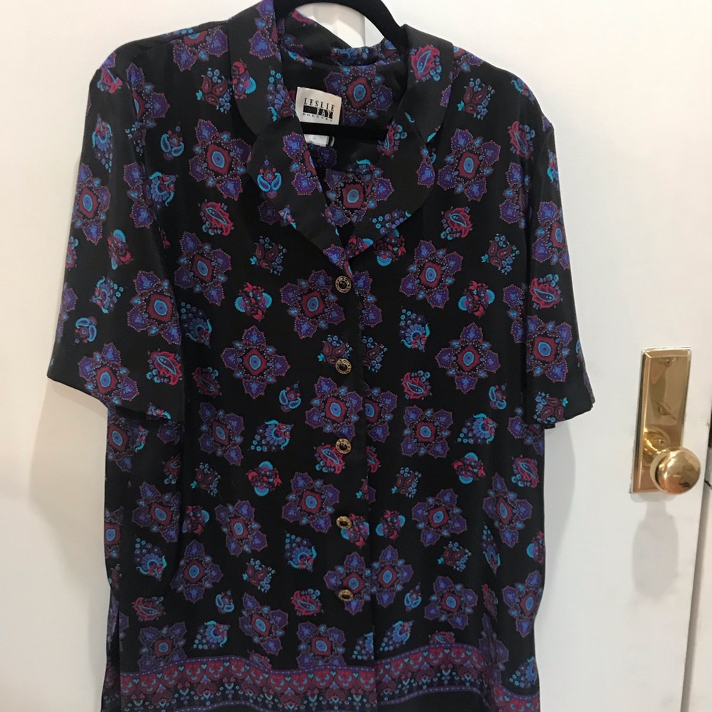 Vintage silk pajama style blouse